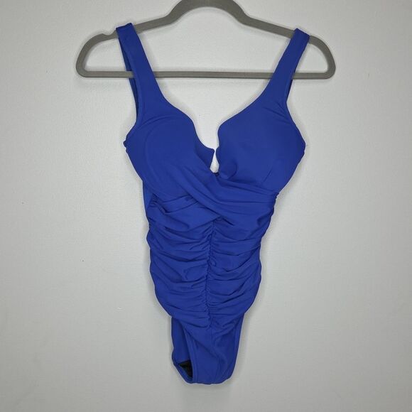 Miraclesuit Escape Blue Underwire Tummy Control One‑Piece Swimsuit Size 10 - Picture 4 of 11